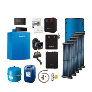 Buderus GB212-22 kW IP Gas-Brennwertkessel Paket Logasys SL206, Marani Frischwasserspeicher HS750, 8x Solarkollektor SKR10, Heizkreis-Set HSM25/6 gemischt, Regelung MC110, Bedieneinheit RC110 - 7739611025