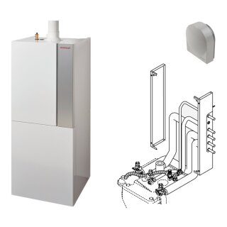 Weishaupt Thermo Condens WTC-GB 15 kW-B K-80P, mit Heizung, integr. Schichtlade-Warmwasserspeicher 80L, ohne Zirkulation, Anschlüsse rechts - 894040