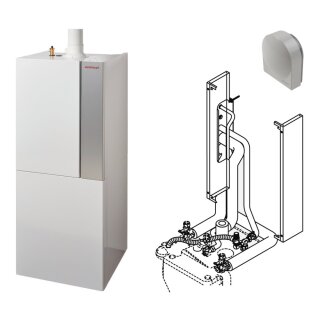 Weishaupt Thermo Condens WTC-GB 15 kW-B K-115P, mit Heizung, integr. Schichtlade-Warmwasserspeicher 115L, ohne Zirkulation, Anschlüsse links - 894047