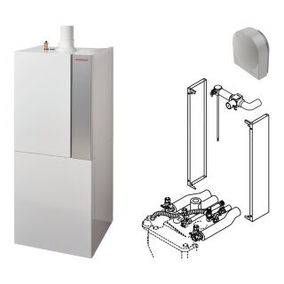 Weishaupt Thermo Condens WTC-GB 15 kW-B K-115P, mit Heizung, integr. Schichtlade-Warmwasserspeicher 115L, mit Zirkulation u. Pumpe, Anschlüsse hinten - 894083