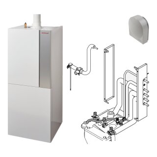 Weishaupt Thermo Condens WTC-GB 15 kW-B K-80P, mit Heizung, integr. Schichtlade-Warmwasserspeicher 80L, mit Zirkulation u. Pumpe, Anschlüsse rechts - 894088