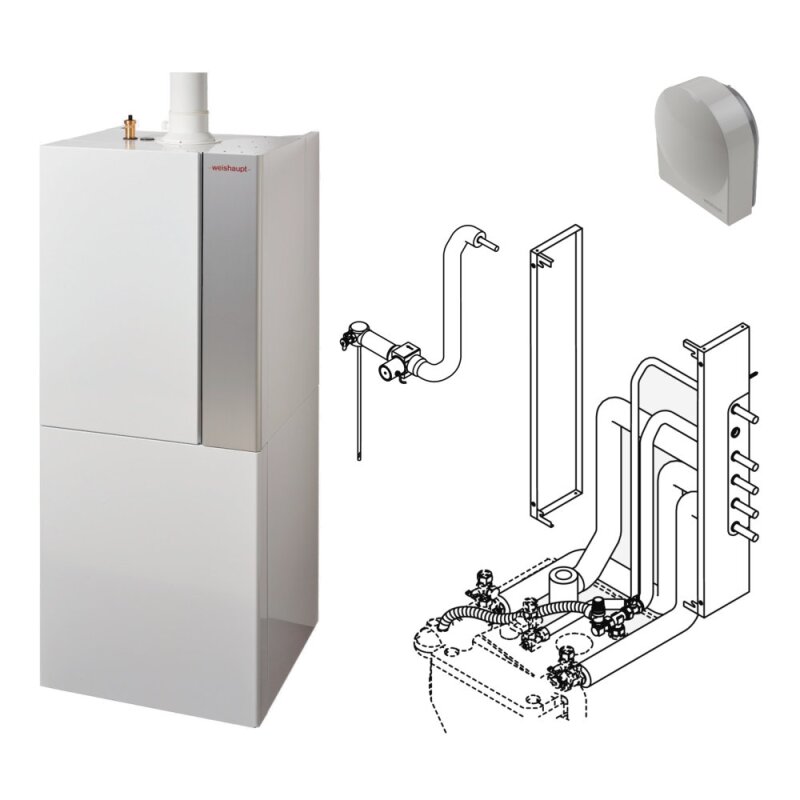 Weishaupt Paket WTC GB 25 B K 115P Gas Brennwertgerät Anschluss rech