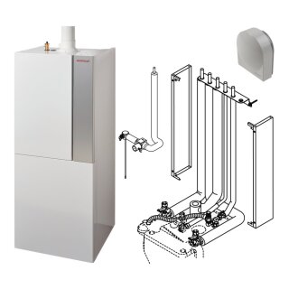 Weishaupt Thermo Condens WTC-GB 15 kW-B K-80P, mit Heizung, integr. Schichtlade-Warmwasserspeicher 80L, mit Zirkulation u. Pumpe, Anschlüsse oben - 894400