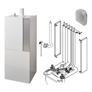 Weishaupt Thermo Condens WTC-GB 15 kW-B K-115P, mit Heizung, integr. Schichtlade-Warmwasserspeicher 115L, mit Zirkulation u. Pumpe, Anschlüsse oben - 894401