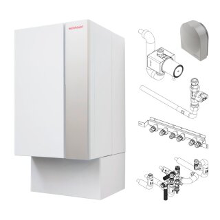 Weishaupt Thermo Condens WTC-GW 25 kW-B K-35P, mit Heizung, integr. Kleinwarmwasserspeicher 35L, mit Zirkulation u. Pumpe, Anschlüsse hinten - 894418