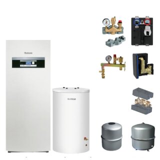 Buderus WPS 8-1 Wärmepumpen-Paket Logaplus WPS1-1, integr. Warmwasserspeicher 185L, Pufferspeicher P120/5, Heizkreis-Set 25/6 ungemischt, Solebefülleinrichtung, 1 Heizkreis ungemischt -7739613149