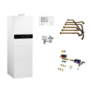 Buderus GB172i-17 kW T210SR Gas-Brennwert-Kompaktheizzentrale Paket Logaplus W32SR, Schichtenladespeicher 210 Liter, Bedieneinheit RC310, Anschluss seitlich - 7739617049