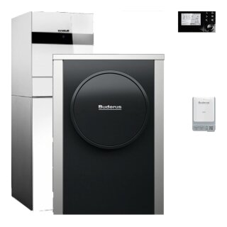 Buderus Luft-Wasser-Wärmepumpe Logatherm WLW196i.2-4 AR TP120 S+ silent reversibel, schallreduziert mit integr. Pufferspeicher 120L, Innen- & Außeneinheit, Funkmodul MX400, weiß - 7739618634