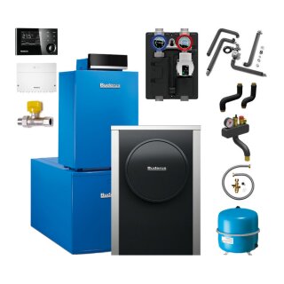 Buderus GBH212
-15 kW Gas-Brennwert-Hybridsystem Paket Logasys SL214 - Gas-Brennwertkessel GB212-15 kW, Wärmepumpe WLW196-6 A H S+, Warmwasserspeicher L160.2, Heizkreis-Set 25/4 ungemischt, Regelung MC110, Bedieneinheit RC310 - 7739619858