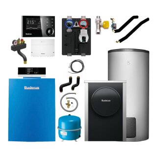 Buderus GBH212
-15 kW Gas-Brennwertkessel-Hybrid-Heizzentrale Paket Logasys SL214, Wärmepumpe WLW196-6 A H S+, Warmwasserspeicher SH290R, Heizkreis-Set HS25/4 ungemischt, Regelung MC110, Bedieneinheit RC310 - 7739619866