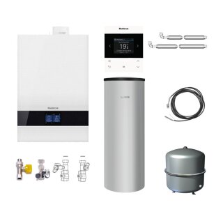 Buderus GB192i.2-15 kW Gas-Brennwert Paket Logaplus W50, Warmwasserspeicher SU160, Bedieneinheit BC400, Fernbedienung RC220, MAG 35 Liter, weiß - 7739621189