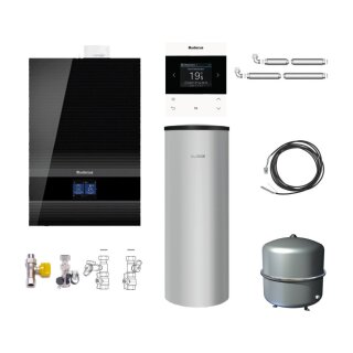 Buderus GB192i.2-15 kW Gas-Brennwert Paket Logaplus W50, Warmwasserspeicher SU200, Bedieneinheit BC400, Fernbedienung RC220, MAG 35 Liter, schwarz -7739621192