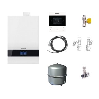 Buderus GB192i.2-15 kW Gas-Brennwert Paket Logaplus W50S, Bedieneinheit BC400, Fernbedienung RC220, MAG 35 Liter, 1 Heizkreis, weiß - 7739621206