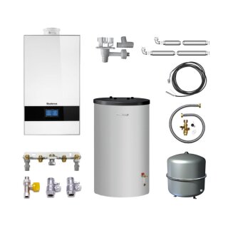 Buderus GB182i.2-20 kW WH Gas-Brennwert Paket Logaplus W42, mit Warmwasserspeicher 
S120, Bedieneinheit BC400 und MAG 35 Liter, weiß - 7739621360