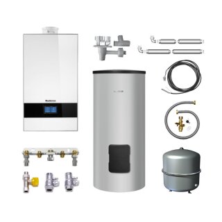 Buderus GB182i.2-45 kW WH Gas-Brennwert Paket Logaplus W42, mit Warmwasserspeicher SU300, Bedieneinheit BC400, 1 Heizkreis, weiß - 7739621382